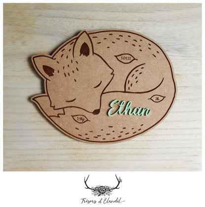 Plaque de naissance renard personnalisable