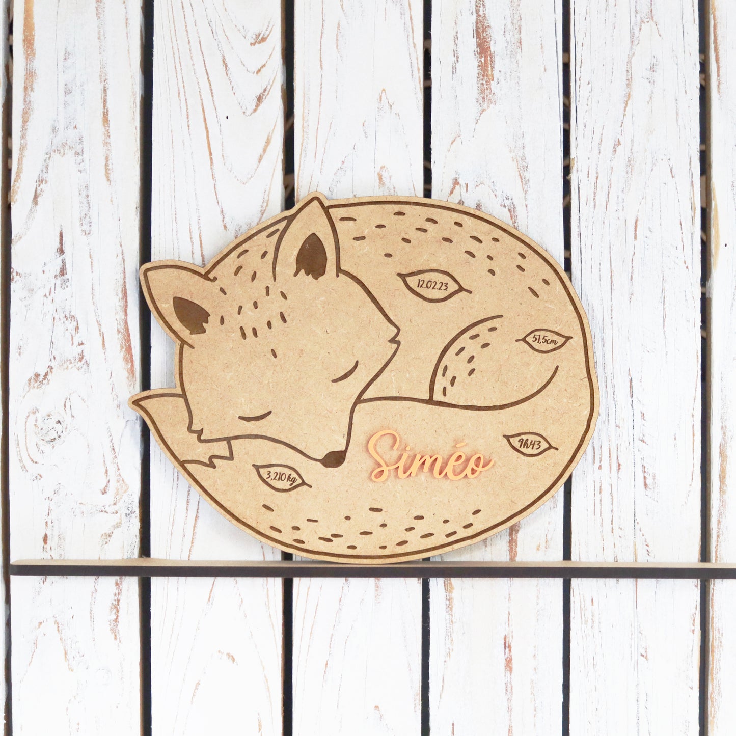 Plaque de naissance renard personnalisable